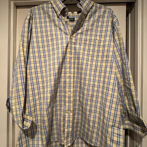 Orvis Men's Yellow and Blue Plaid Shirt Wrinkle Free Dress Shirt -  XXL Amazing